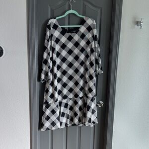 Lane Bryant 26 Checkered Black and White Dress with Black Liner